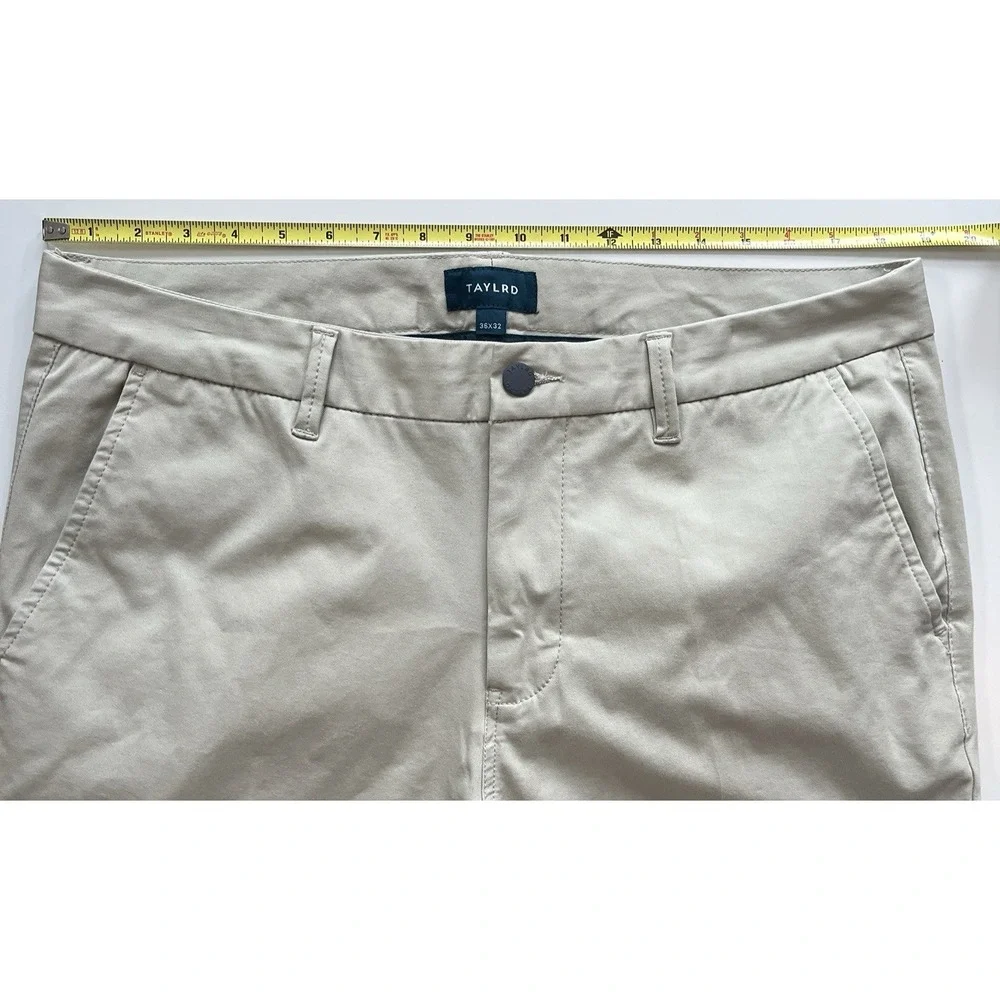 Taylrd Men's Size 36 x 32 Taylrd Fit Khaki Beige Pants‎ Capsule 96% Cotton